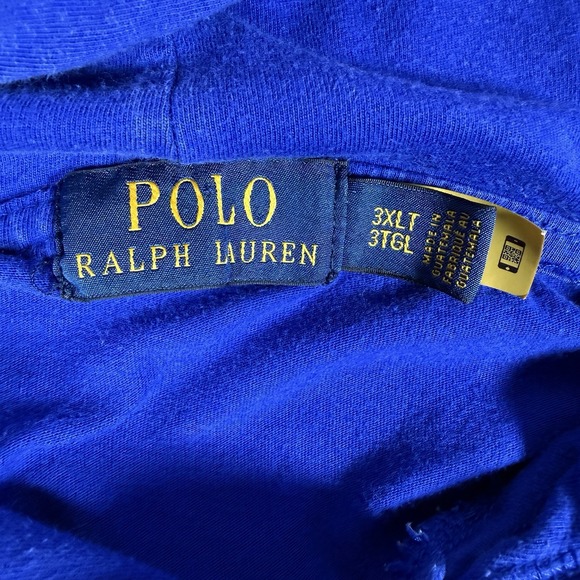 Polo Ralph Lauren Hooded T-Shirt Men's 3XLT Blue Polo Bear Long Sleeve *Flaws - Picture 3 of 8
